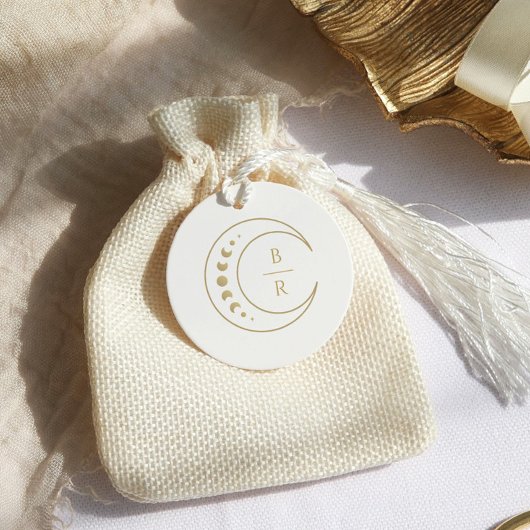 Gouden Monogram Hemelse Trouwgunstlabels  Bedankjes Labels