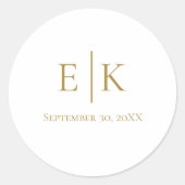 Gouden Monogram Huwelijksinitiëlen Datum Envelopze Ronde Sticker (Voorkant)