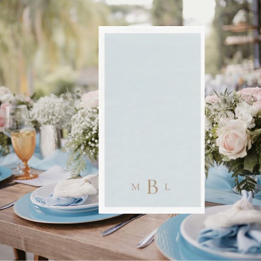 Gouden Monogram Icy Blue Wedding Servet