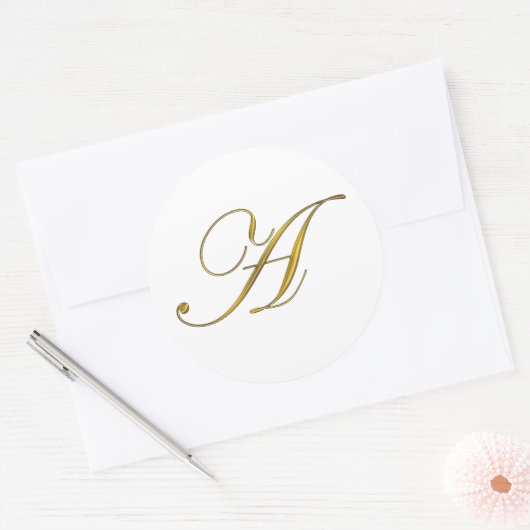Gouden Monogram Initiaal A Stickers (Envelop)