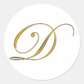 Gouden Monogram Initiaal D Sticker (Voorkant)