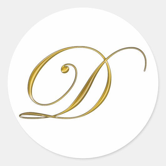 Gouden Monogram Initiaal D Sticker (Voorkant)