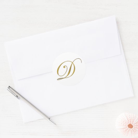 Gouden Monogram Initiaal D Sticker (Envelop)