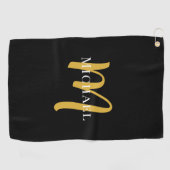 Gouden Monogram Initiaal Elegante Moderne Sjabloon Golfhanddoek (Horizontaal)