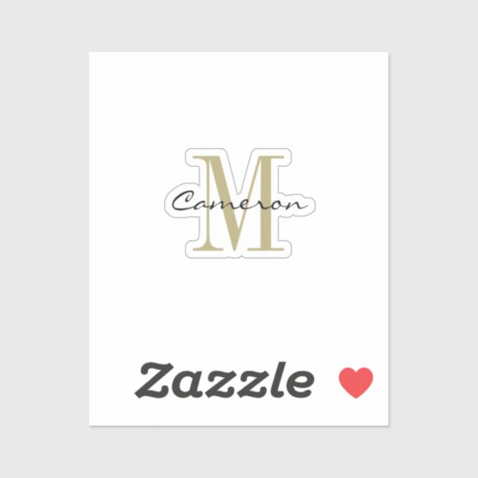 Gouden Monogram Initiaal en Naam Gepersonaliseerd Sticker (Vel)