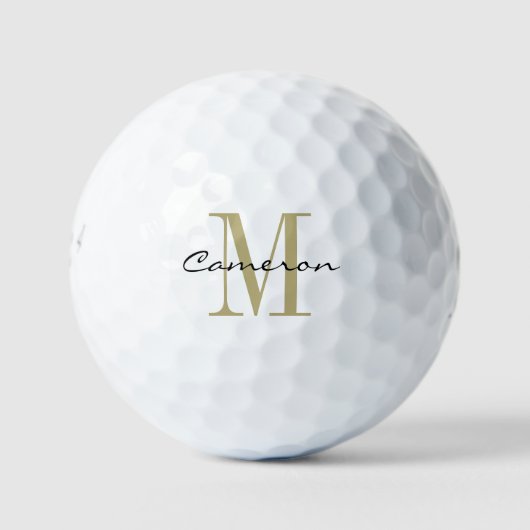 Gouden Monogram Initiaal en Naam Gepersonaliseerde Golfballen (Voorkant)