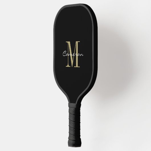 Gouden Monogram Initiaal en Naam Gepersonaliseerde Pickleball Paddle (Links)