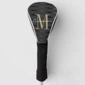 Gouden Monogram Initiaal en naam op zwart cadeau Golfheadcover (Voorkant)