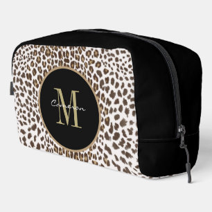Gouden Monogram Initiaal en Naam Op Zwarte Gift Toilettasje