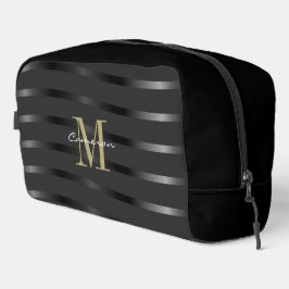 Gouden Monogram Initiaal en Naam Op Zwarte Gift Toilettasje