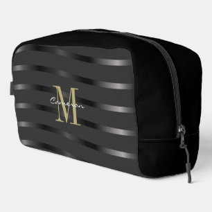Gouden Monogram Initiaal en Naam Op Zwarte Gift Toilettasje