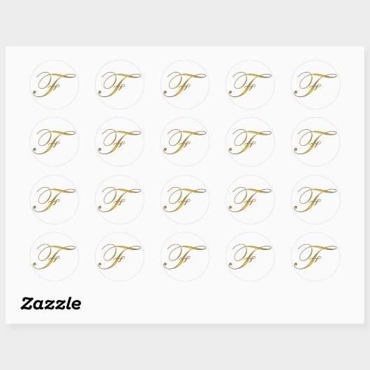 Gouden Monogram Initiaal F Stickers (Vel)