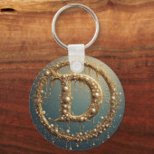 Gouden Monogram Initiaal Letter D Sleutelhanger (Achterkant)