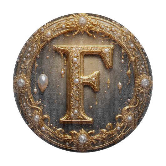 Gouden Monogram Initiaal Letter F Snijplank (Voorkant)
