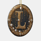 Gouden Monogram Initiaal Letter L Keramisch Ornament (Rechts)