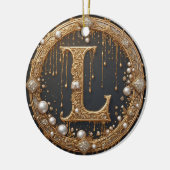 Gouden Monogram Initiaal Letter L Keramisch Ornament (Links)