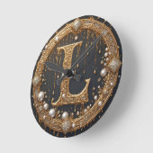 Gouden Monogram Initiaal Letter L Ronde Klok (Hoek)