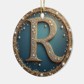 Gouden Monogram Initiaal Letter R Keramisch Ornament (Links)