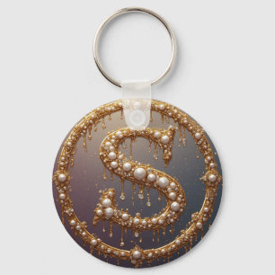 Gouden Monogram Initiaal Letter S Sleutelhanger