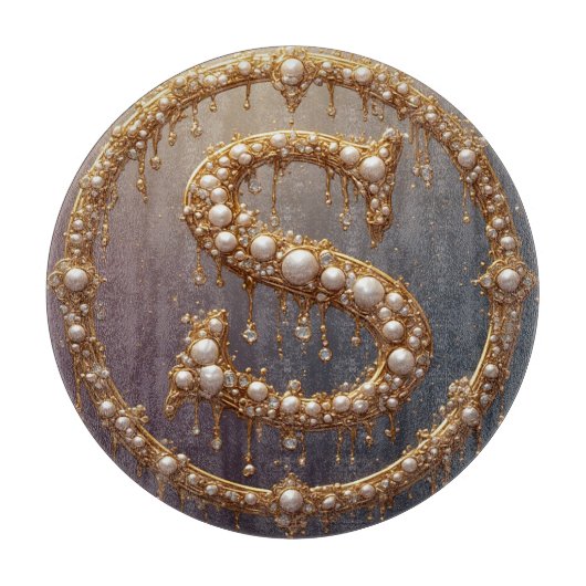 Gouden Monogram Initiaal Letter S Snijplank (Voorkant)