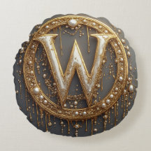 Gouden Monogram Initiaal Letter W