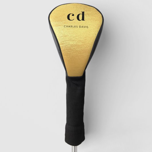Gouden monogram initiaal naam golfheadcover (Voorkant)