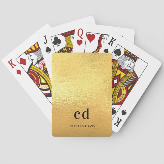 Gouden monogram initiaal naam pokerkaarten (Achterkant)
