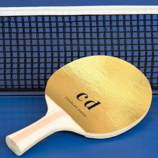 Gouden monogram initiaal naam tafeltennisbatje (Insitu)