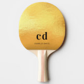 Gouden monogram initiaal naam tafeltennisbatje (Achterkant)