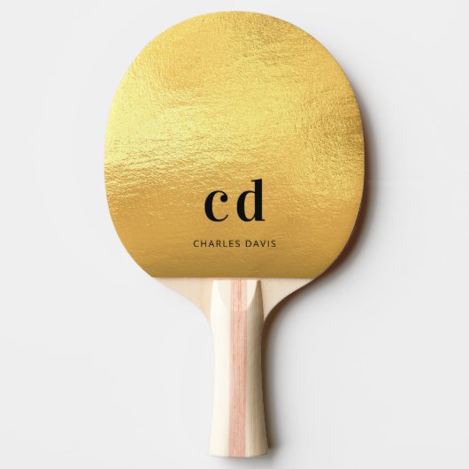 Gouden monogram initiaal naam tafeltennisbatje (Achterkant)