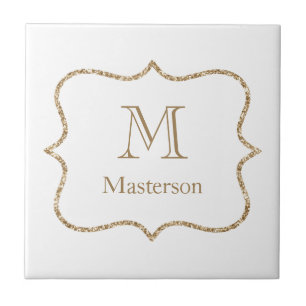 Gouden Monogram Initiaal Naam Wit Goud Trendy Tegeltje
