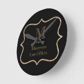 Gouden Monogram Initiaal Naam Zwart Goud Professio Ronde Klok (Hoek)