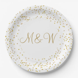 Gouden Monogram Initiaal Schrift Goudstof Papieren Bordje