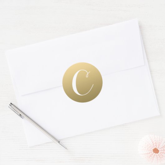 Gouden Monogram Initiaal Script Label (Envelop)