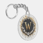 Gouden Monogram Initiaal W Cadeau Voor Haar Sleutelhanger (Voorkant Links)