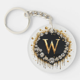 Gouden Monogram Initiaal W Cadeau Voor Haar Sleutelhanger