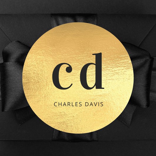 Gouden monogram initialen minimalistisch modern ronde sticker