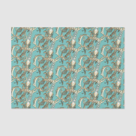   Gouden Monogram J-Weefseldocument Tissuepapier (Voorkant)