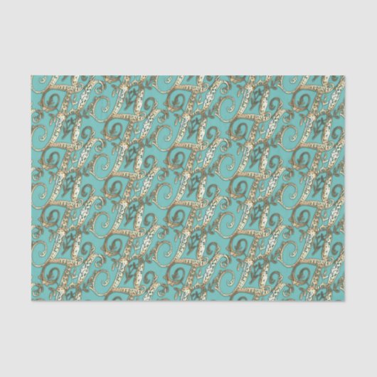   Gouden Monogram K-Weefseldocument Tissuepapier (Voorkant)