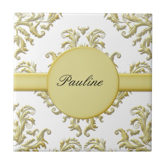 Gouden Monogram Keramische Tegel Tegeltje (Voorkant)