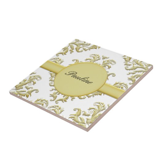 Gouden Monogram Keramische Tegel Tegeltje (Zijkant)