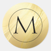 Gouden Monogram Klassieke Ronde Sticker (Voorkant)