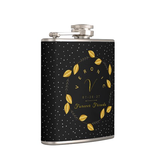 Gouden Monogram Krans - Forever Friends Heupfles (Rechts)