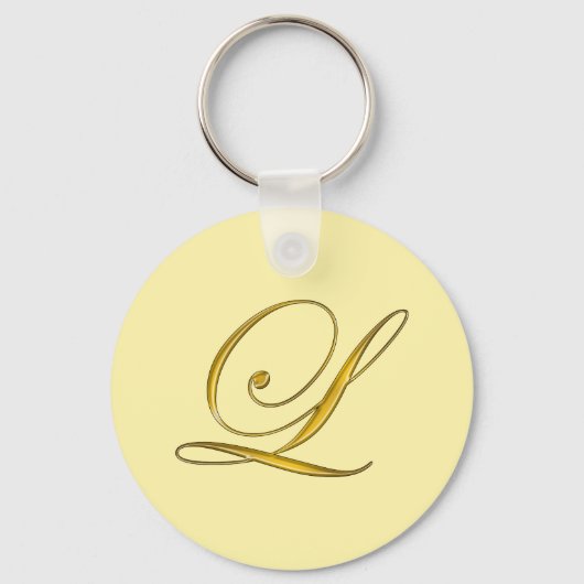 Gouden Monogram L Aangepast Sleutelhanger (Voorkant)