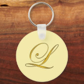 Gouden Monogram L Aangepast Sleutelhanger (Achterkant)