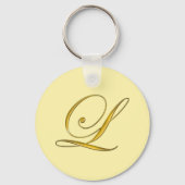 Gouden Monogram L Aangepast Sleutelhanger (Achterkant)