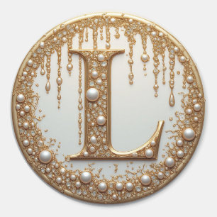 Gouden Monogram L Sierlijke Letter Cadeau Ronde Sticker