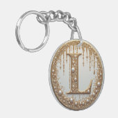 Gouden Monogram L Sierlijke Letter Cadeau Sleutelhanger (Voorkant Links)