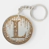 Gouden Monogram L Sierlijke Letter Cadeau Sleutelhanger (Achterkant)