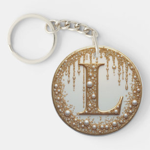 Gouden Monogram L Sierlijke Letter Cadeau Sleutelhanger